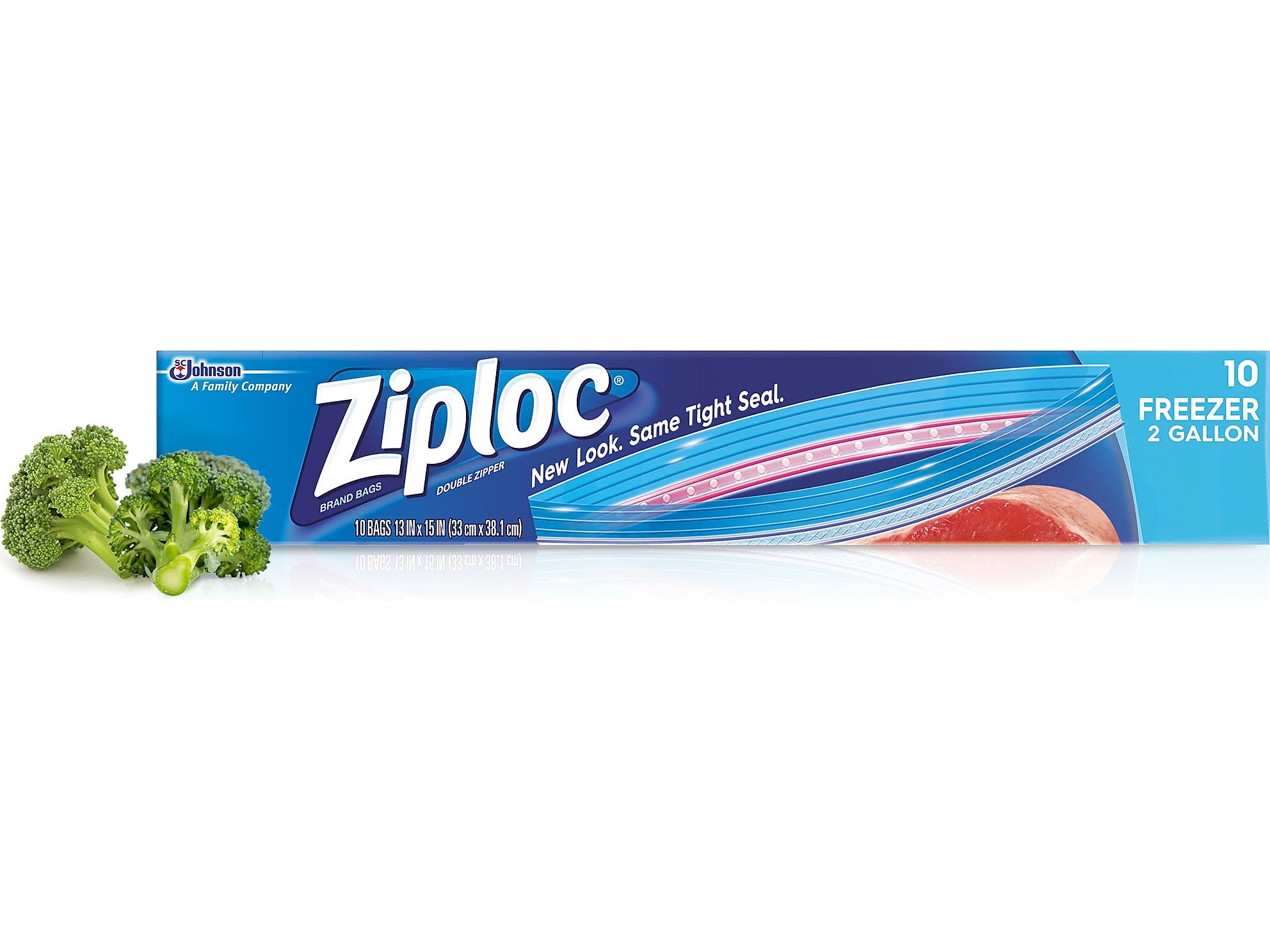 Ziploc Freezer Bags, 2 Gal., 10/Carton
