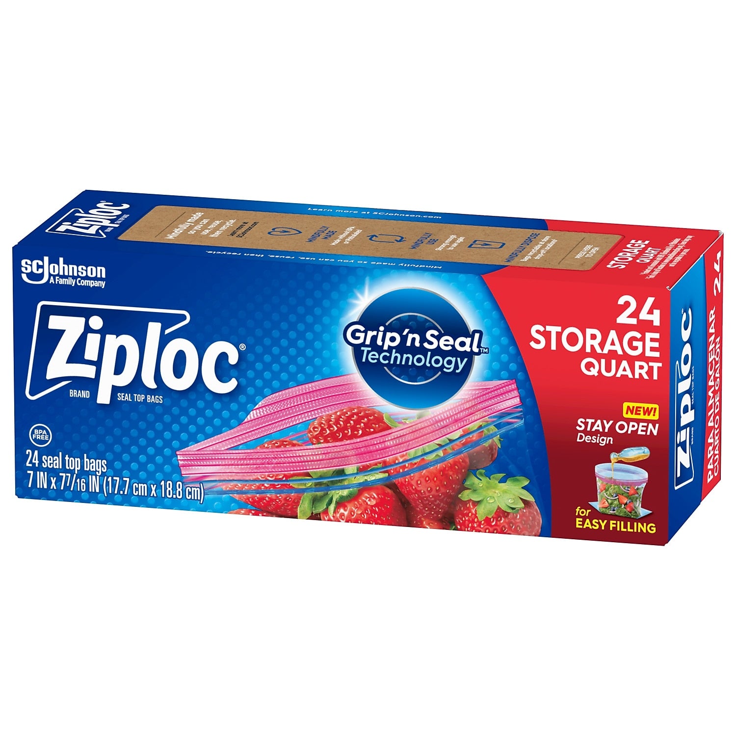 Ziploc Medium Storage Bags, 1 Qt., 24/Carton