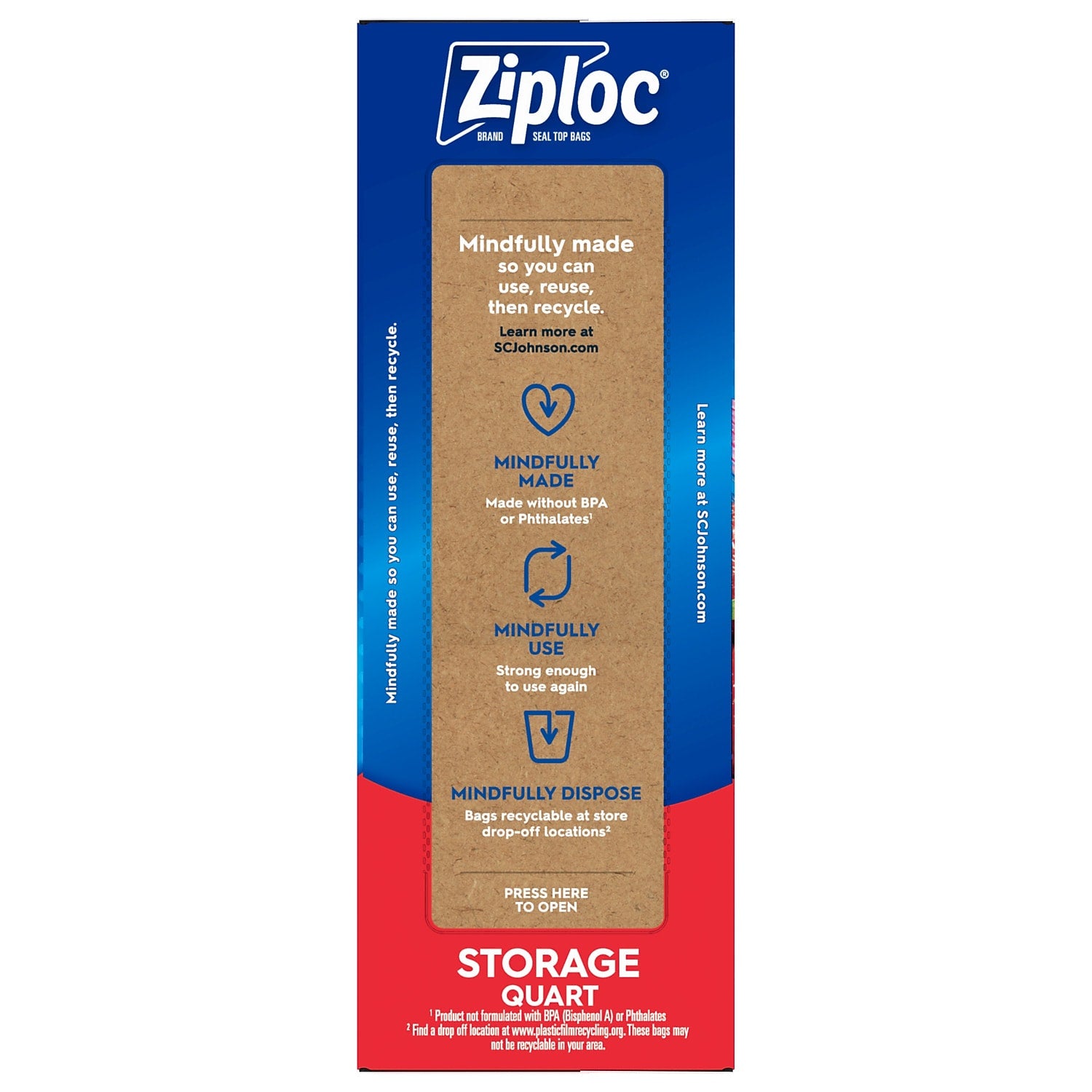 Ziploc Medium Storage Bags, 1 Qt., 24/Carton