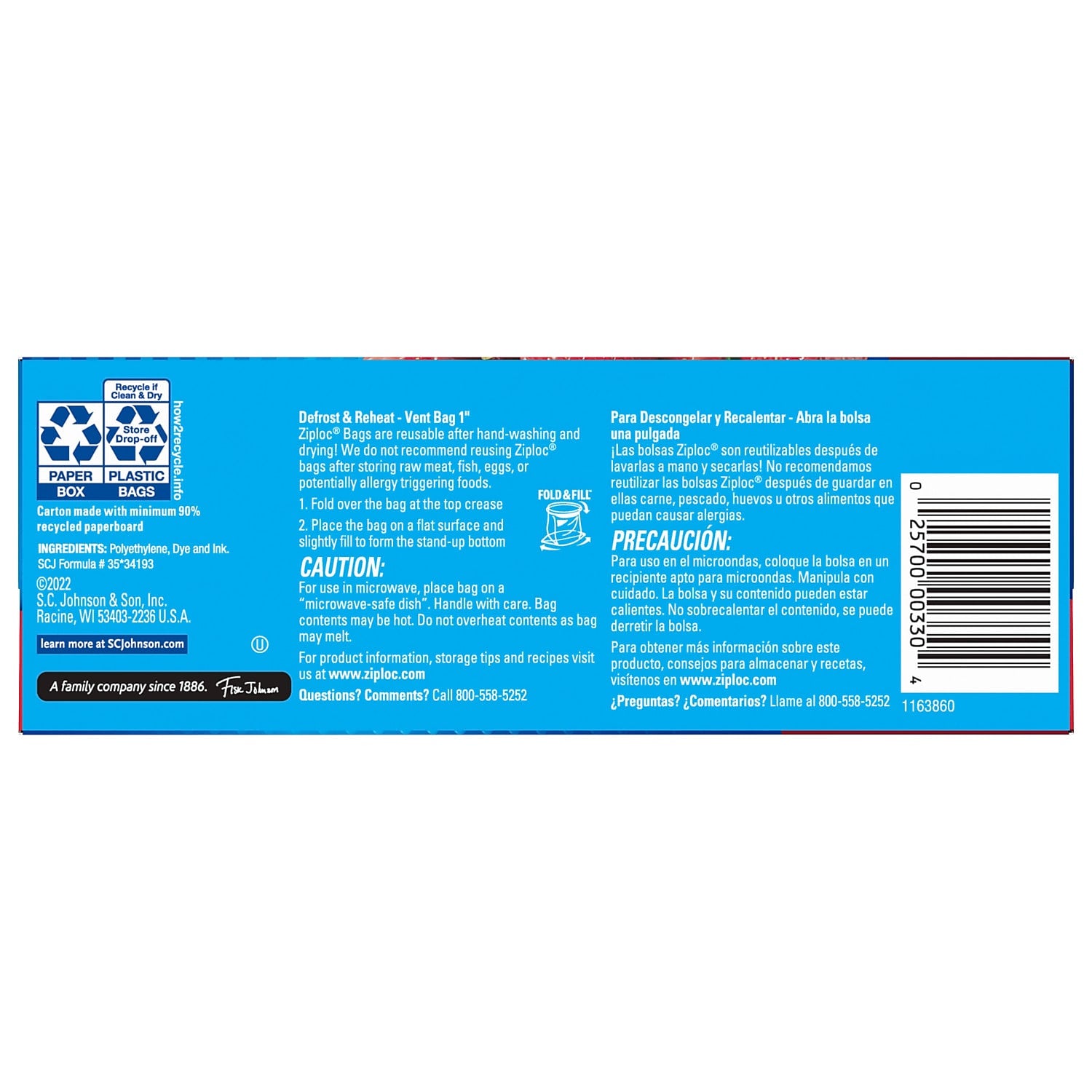 Ziploc Medium Storage Bags, 1 Qt., 24/Carton