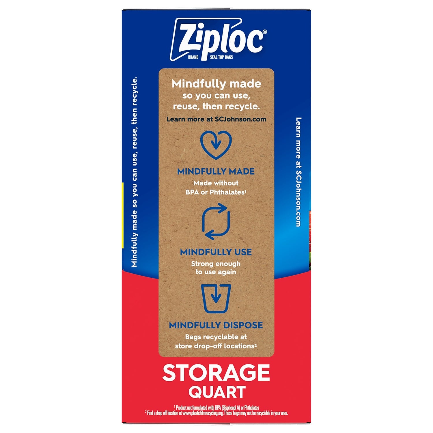 Ziploc Medium Storage Bags, 1 Qt., 80/Box