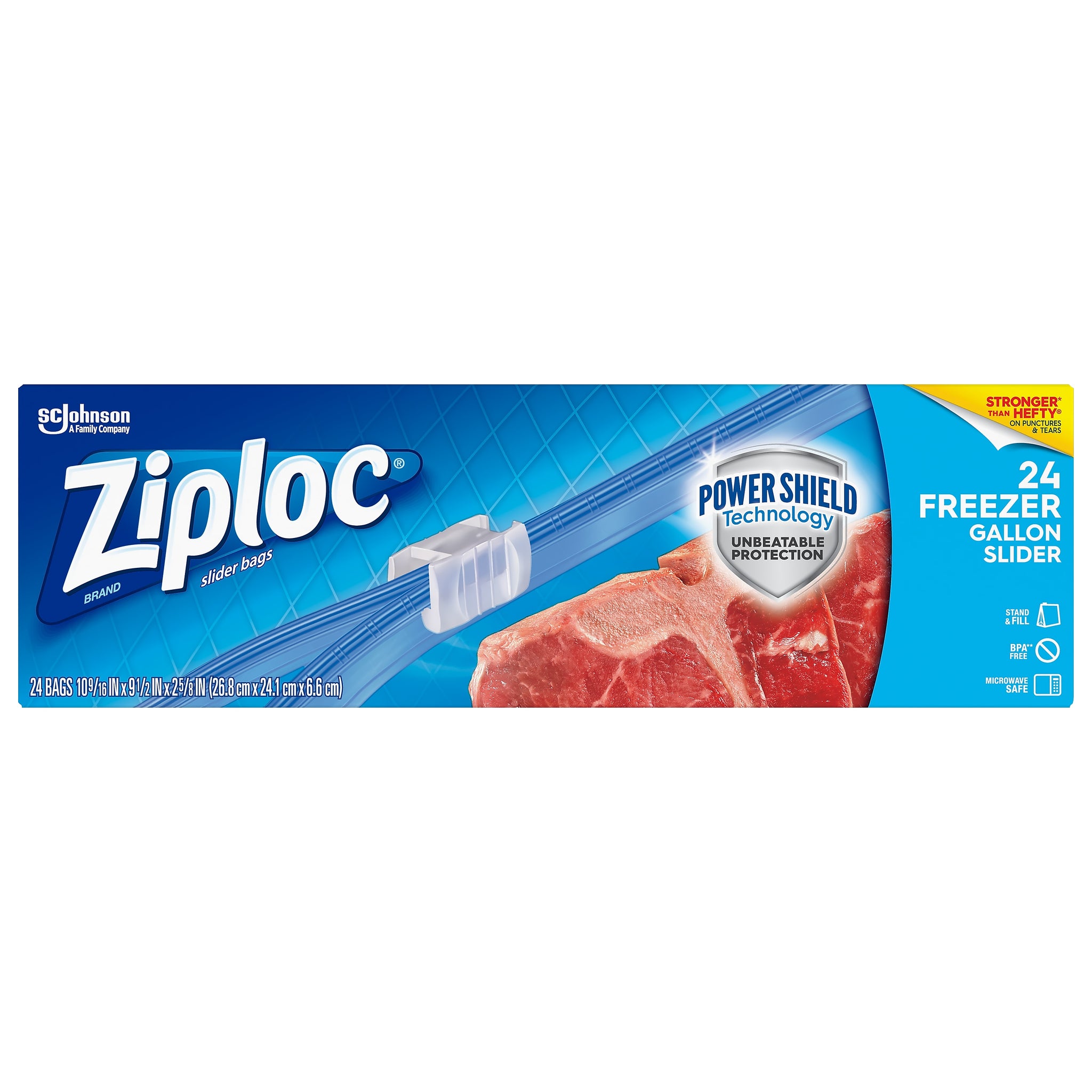 Ziploc Slider Freezer Bags, Gallon, 24/Carton