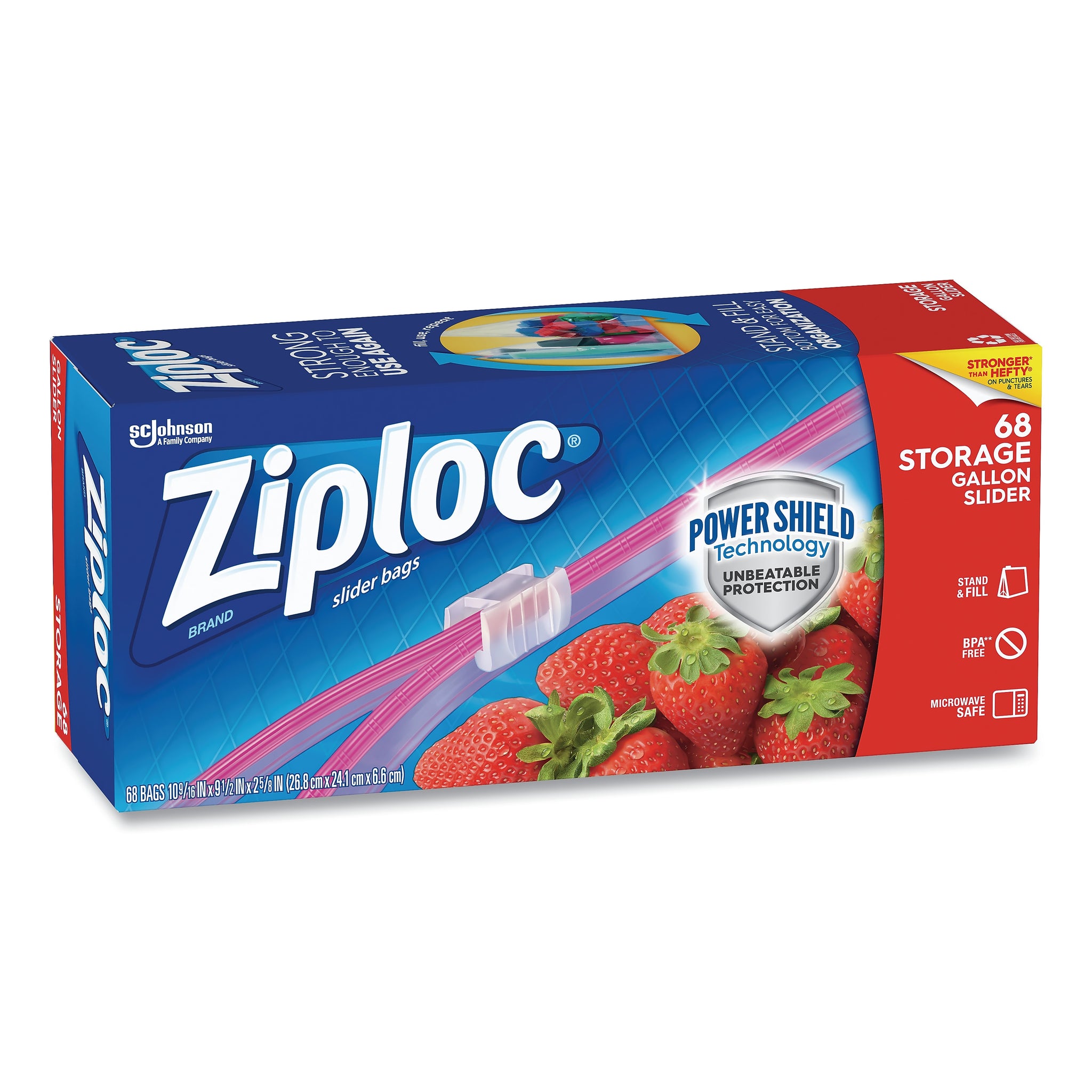 Ziploc Slider Storage Bags, 1 gal, 9.5