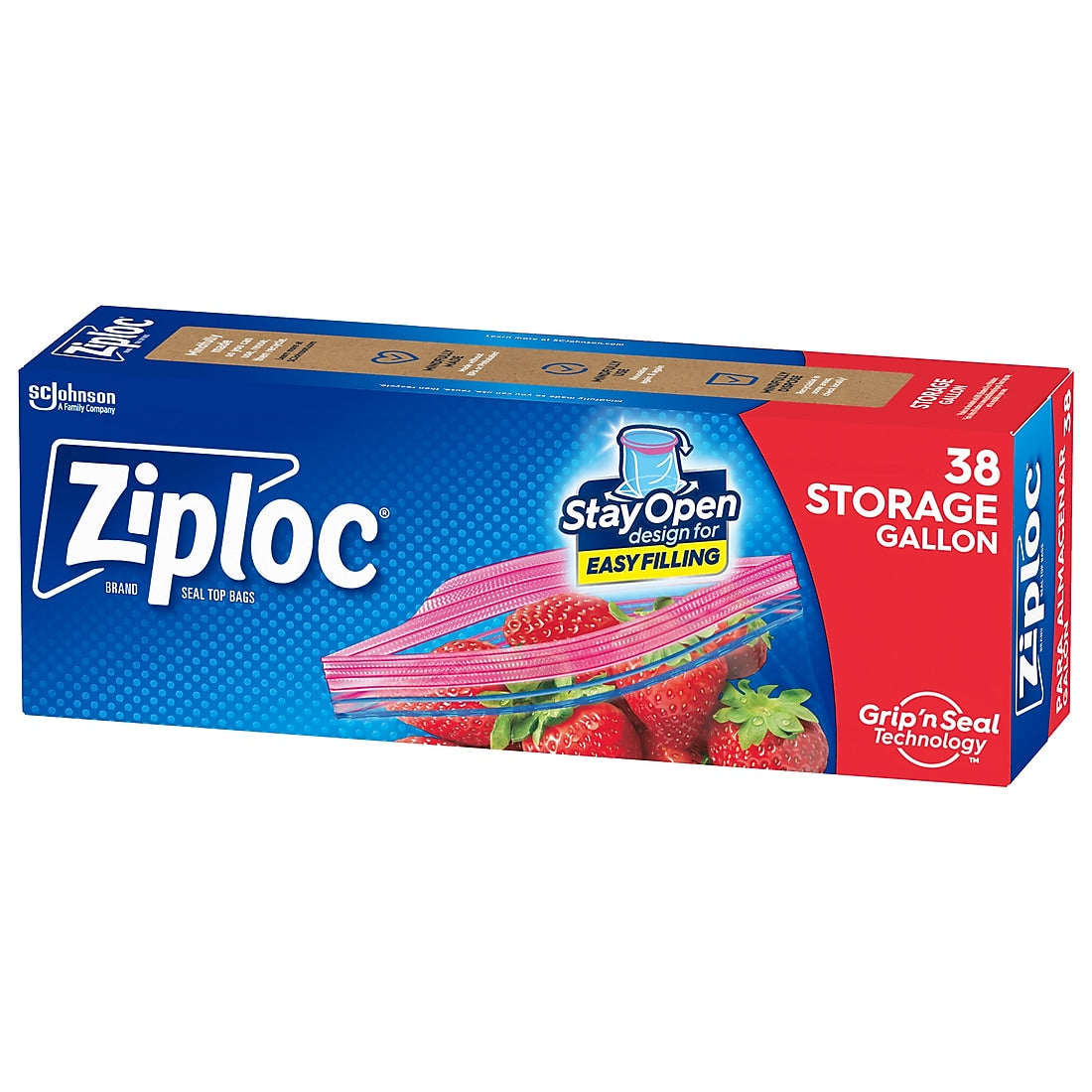 Ziploc Storage Bags, Gallon, 38/Box